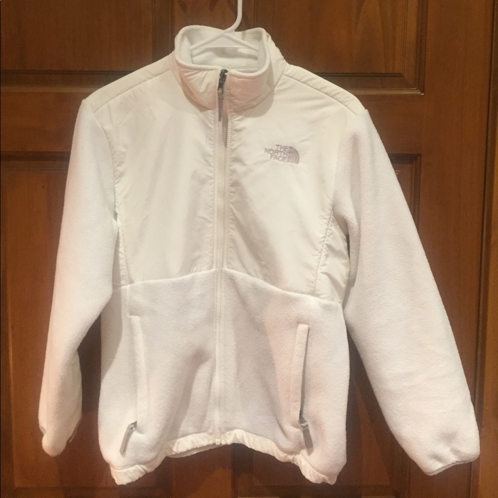 Girls white northface zip up size large